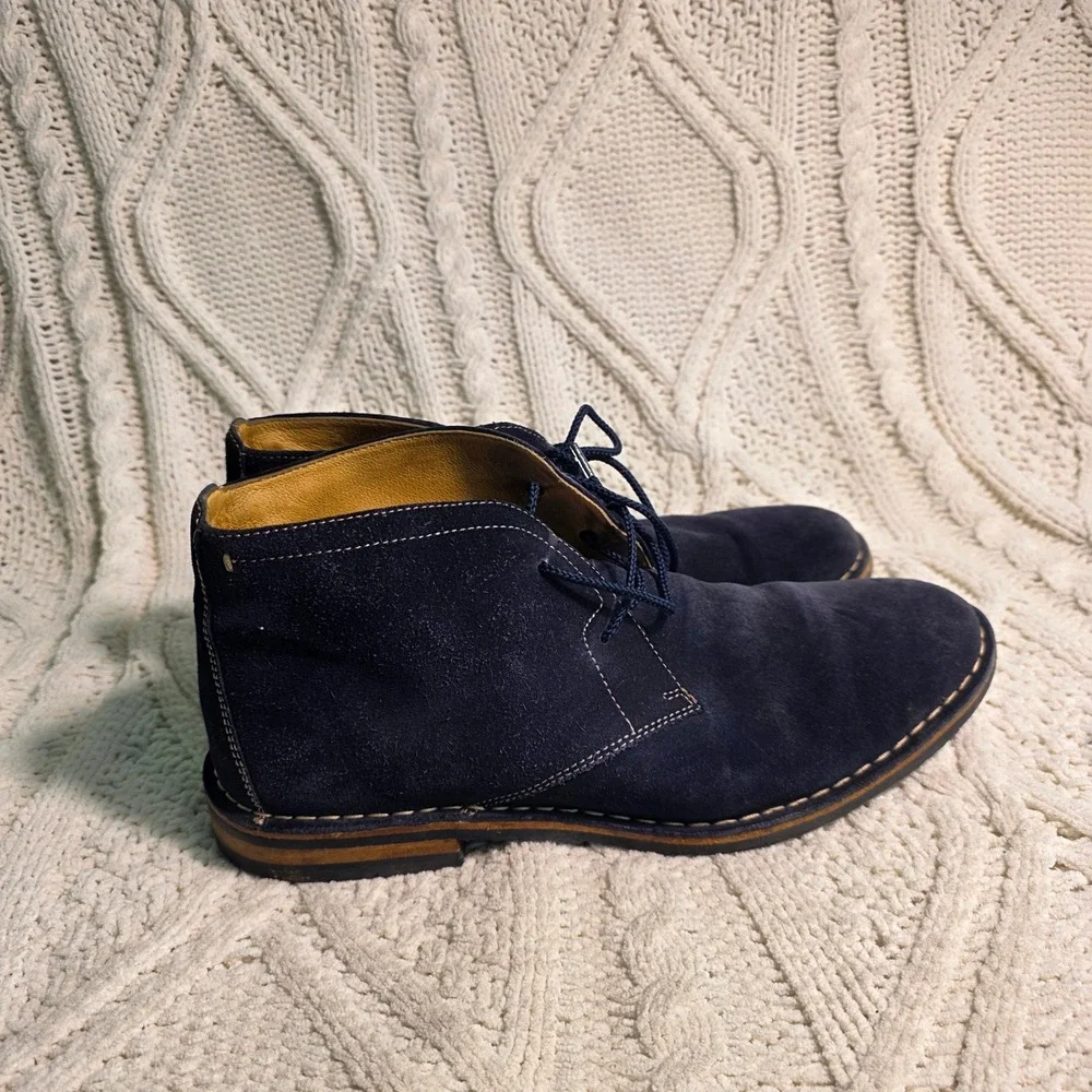 H. S. Trask Brady Chukka Boots Navy Blue Water Resistant Suede Vibram Mens 10M